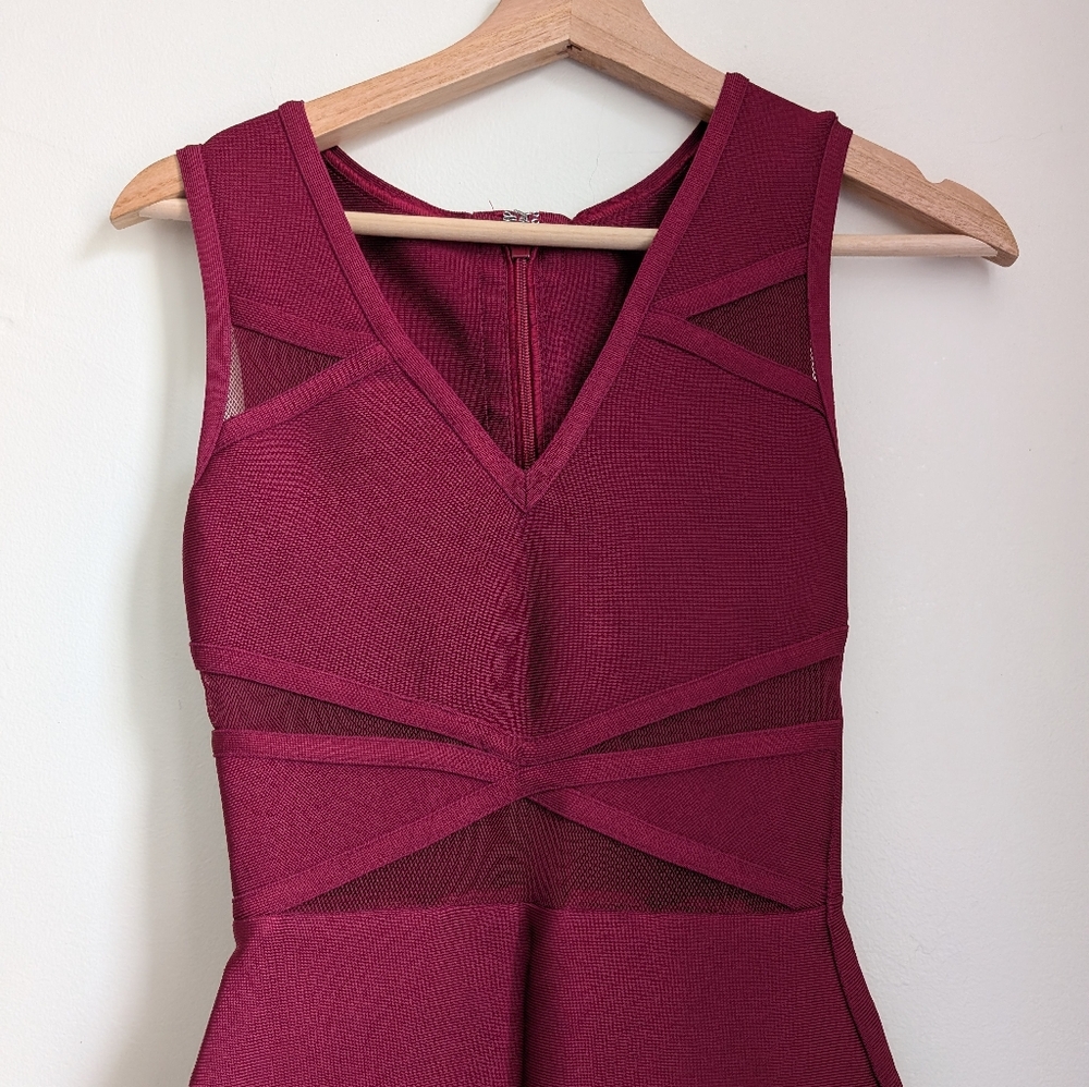 Elegant Burgundy Bandage Dress
